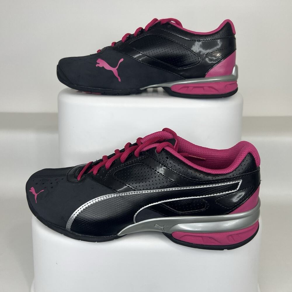 Puma Tazon 6 FM Womens 8.5 Black Pink Silver SoftFoam Training Shoes 189877-02